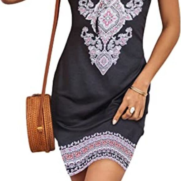 Happy Sailed Women Summer Halter Neck Dress Floral Print Bohemian Beach Dress - Picture 2 of 6